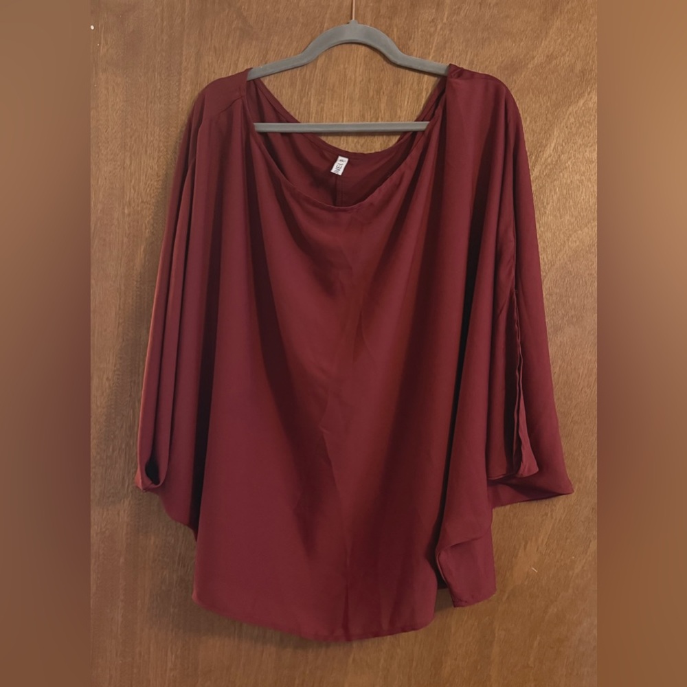 Burgundy Poncho Style Women's Top